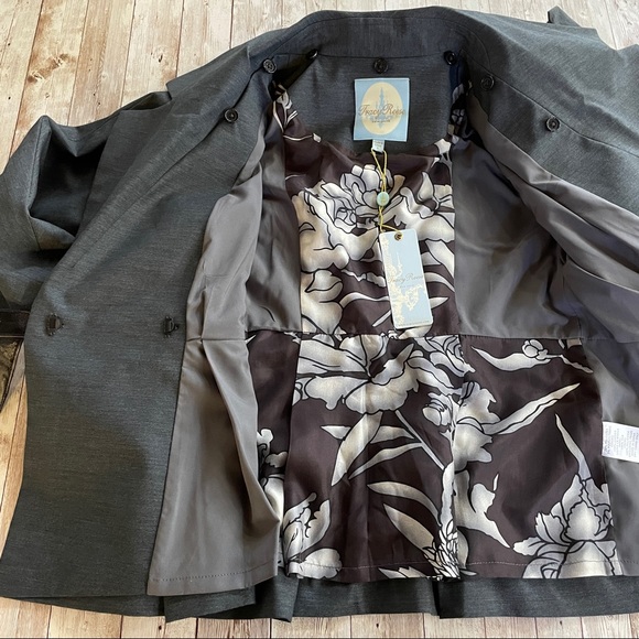 Tracy Reese Detachable Leather Collar Suit Jacket - Picture 8 of 11